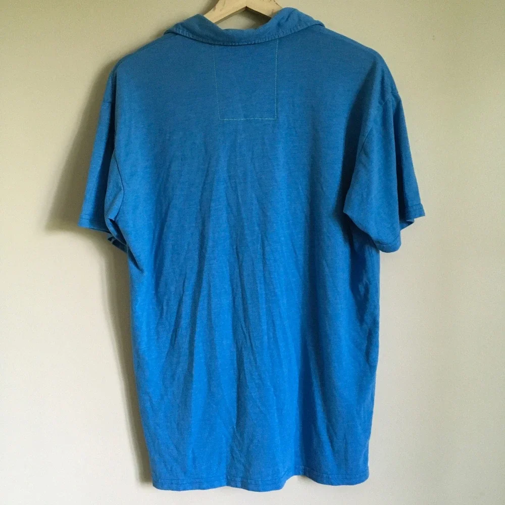 Aviator Nation Mens Blue Rainbow Logo Polo Shirt Short Sleeve Size M Made in USA - Picture 4 of 7